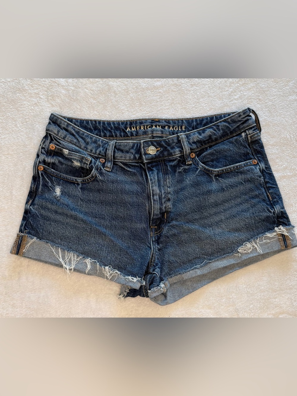 American Eagle Perfect Shortie Denim Shorts Women's Size 8 Medium Wash Stretch